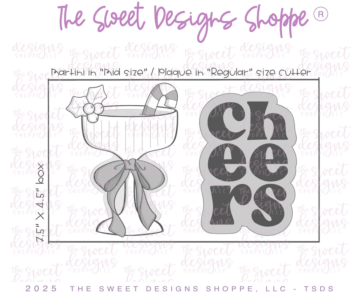 Cookie Cutters - Christmas Cheers Cookie Cutter Set - Set of 2 - Cookie Cutters - The Sweet Designs Shoppe - TSDS - - ALL,Christmas,Christmas / Winter,Cookie Cutter,Plaque,Plaques,PLAQUES HANDLETTERING,Promocode,regular sets,set,STL
