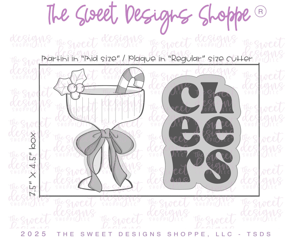 Cookie Cutters - Christmas Cheers Cookie Cutter Set - Set of 2 - Cookie Cutters - The Sweet Designs Shoppe - TSDS - - ALL,Christmas,Christmas / Winter,Cookie Cutter,new,Plaque,Plaques,PLAQUES HANDLETTERING,Promocode,regular sets,set,STL