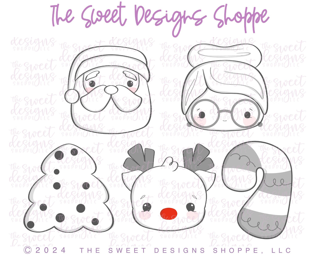 Cookie Cutters - Christmas Chunky Lovely Cookie Cutters Set - Set of 5 - Cookie Cutters - The Sweet Designs Shoppe - TSDS - - ALL,Christmas,Christmas / Winter,Christmas Cookies,claus,clause,Cookie Cutter,cookies for Santa,Ginger boy,ginger bread,Ginger girl,gingerbread,gingerbread man,Mini Sets,Mrs Claus,MRS Clause,MrsClaus,MrsClausFace,Promocode,regular sets,Reindeer,Rudolph,Rudolphs,Santa,Santa Claus,Santa Face,set,Snowman,STL