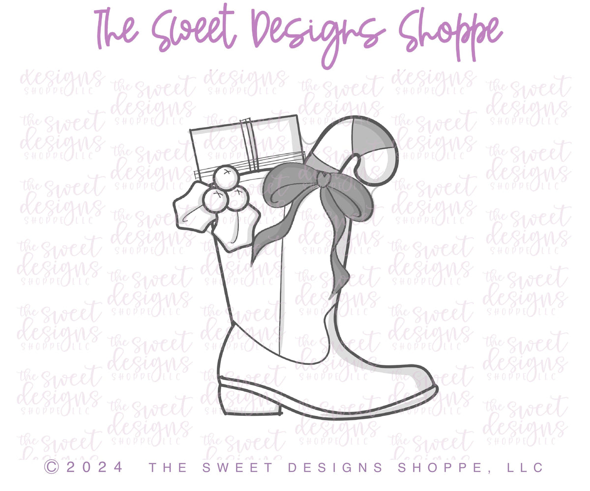 Cookie Cutters - Christmas Cowboy Boot - Cookie Cutter - The Sweet Designs Shoppe - TSDS - - ALL,Christmas,Christmas / Winter,Christmas Cookies,Cookie Cutter,Cowboy,Promocode,STL