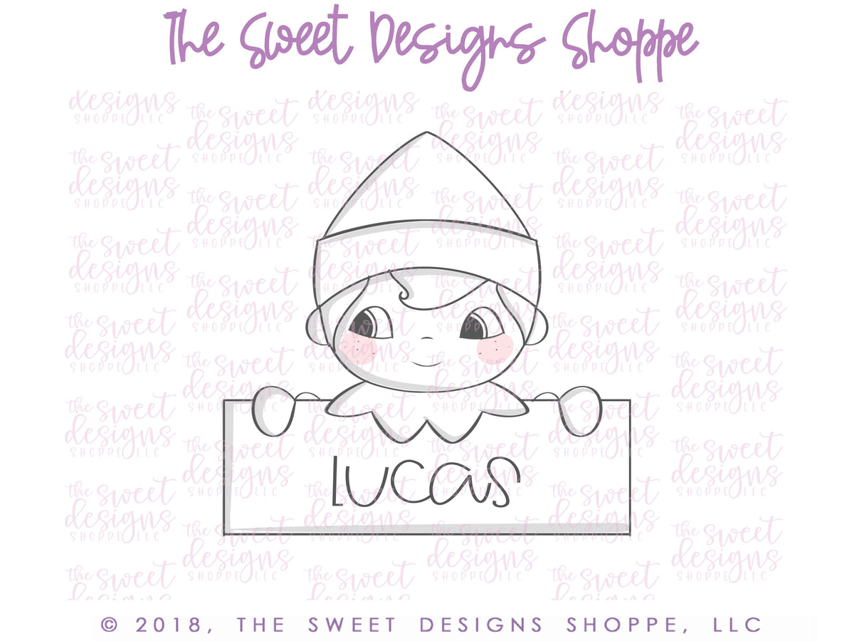 Cookie Cutters - Christmas Elf Plaque - Cookie Cutter - The Sweet Designs Shoppe - TSDS - - ALL,Christmas,Christmas / Winter,Christmas Cookies,ChristmasTop15,Cookie Cutter,Elfplaque003,ElfPlqe003,handlettering,Personalized,Plaque,PLAQUES HANDLETTERING,Promocode,STL