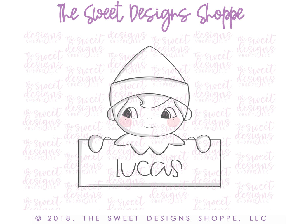 Cookie Cutters - Christmas Elf Plaque - Cookie Cutter - The Sweet Designs Shoppe - TSDS - - ALL,Christmas,Christmas / Winter,Christmas Cookies,ChristmasTop15,Cookie Cutter,Elfplaque003,ElfPlqe003,handlettering,Personalized,Plaque,PLAQUES HANDLETTERING,Promocode,STL