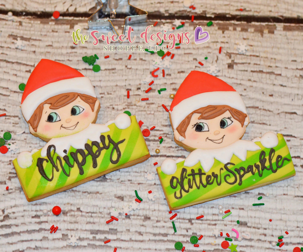 Cookie Cutters - Christmas Elf Plaque - Cookie Cutter - The Sweet Designs Shoppe - - ALL, Christmas, Christmas / Winter, Christmas Cookies, ChristmasTop15, Cookie Cutter, handlettering, Personalized, Plaque, PLAQUES HANDLETTERING, Promocode