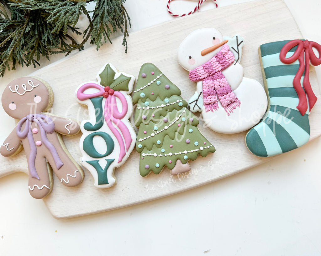 Cookie Cutters - Christmas Joy Classic Cookie Cutter Set - Set of 5 - Cookie Cutters - The Sweet Designs Shoppe - TSDS - - ALL,Christmas,Christmas / Winter,Cookie Cutter,new,PLAQUES HANDLETTERING,Promocode,regular sets,set,STL
