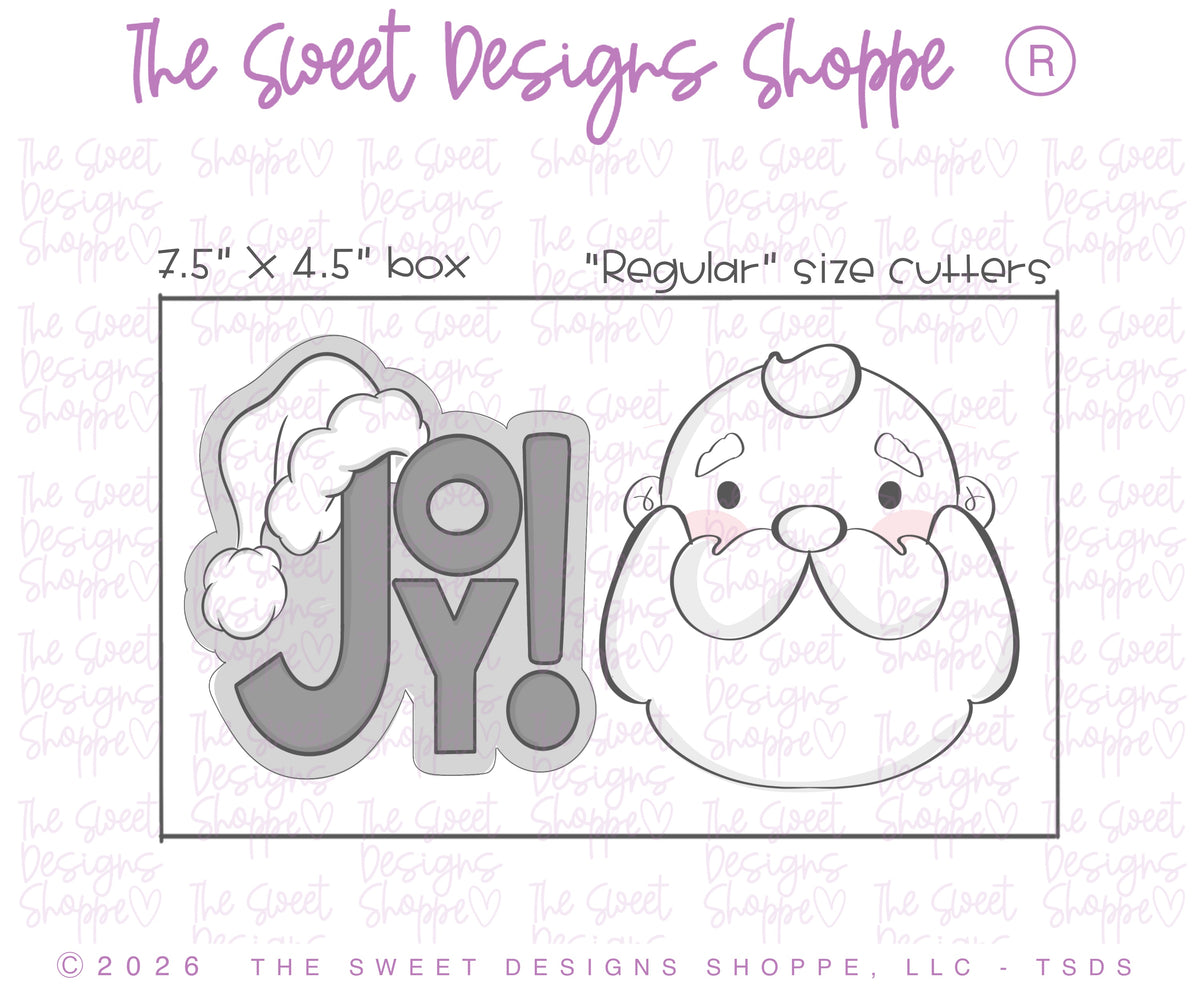 Cookie Cutters - Christmas Joy Cookie Cutter Set - Set of 2 - Cookie Cutters - The Sweet Designs Shoppe - TSDS - - ALL,Christmas,Christmas / Winter,Cookie Cutter,new,Plaque,Plaques,PLAQUES HANDLETTERING,Promocode,regular sets,Santa,Santa Claus,set,STL