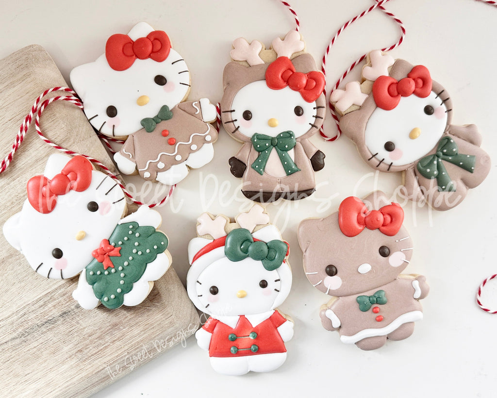 Cookie Cutters - Christmas Kitty's Set - Set of 2 - Cookie Cutters - The Sweet Designs Shoppe - - ALL, Christmas, Christmas / Winter, Christmas Cookies, Cookie Cutter, hello kitty, Kitty, Mini Sets, new, Promocode, regular sets, set, STL