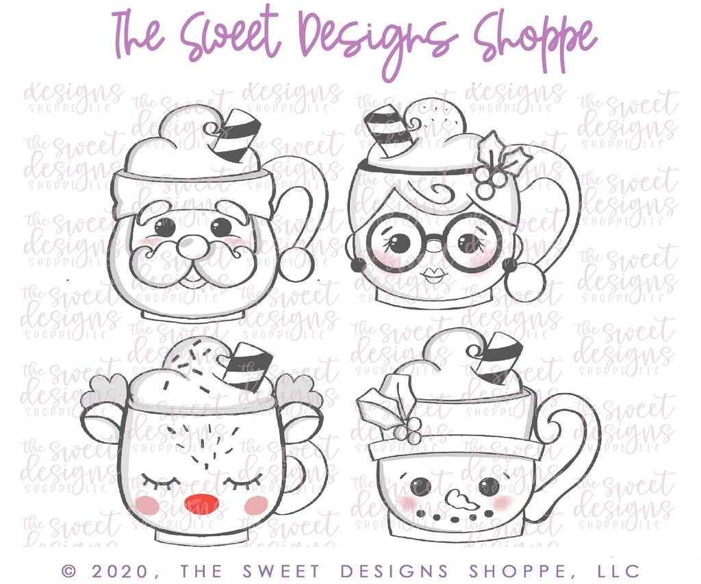 Cookie Cutters - Christmas Mugs Set - 4 Piece Set - Cookie Cutters - The Sweet Designs Shoppe - Set of 4 - Size Regular - ALL, Christmas, Christmas / Winter, Christmas Cookies, coffee, Cookie Cutter, mug, mugs, Promocode, regular sets, set, sets