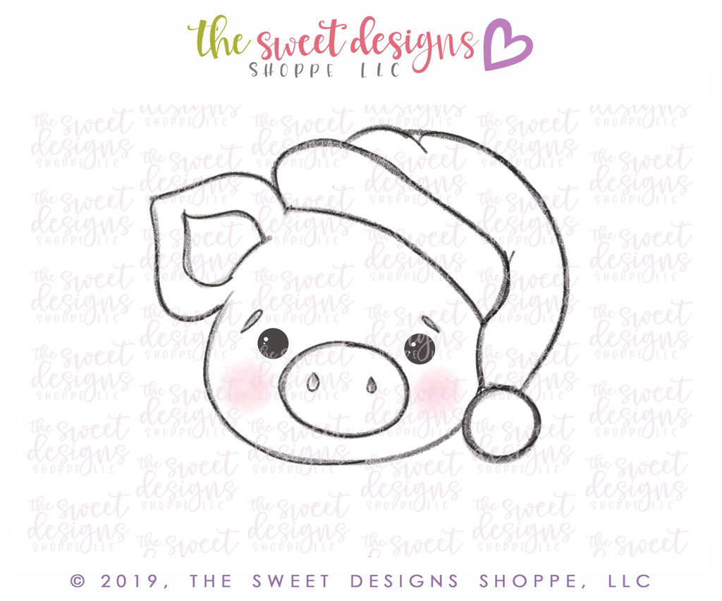 Cookie Cutters - Christmas Pig Face - Cookie Cutter - The Sweet Designs Shoppe - - 2019, ALL, Animal, Animals, Animals and Insects, Barn, Christmas, Christmas / Winter, Christmas Cookies, Cookie Cutter, Promocode