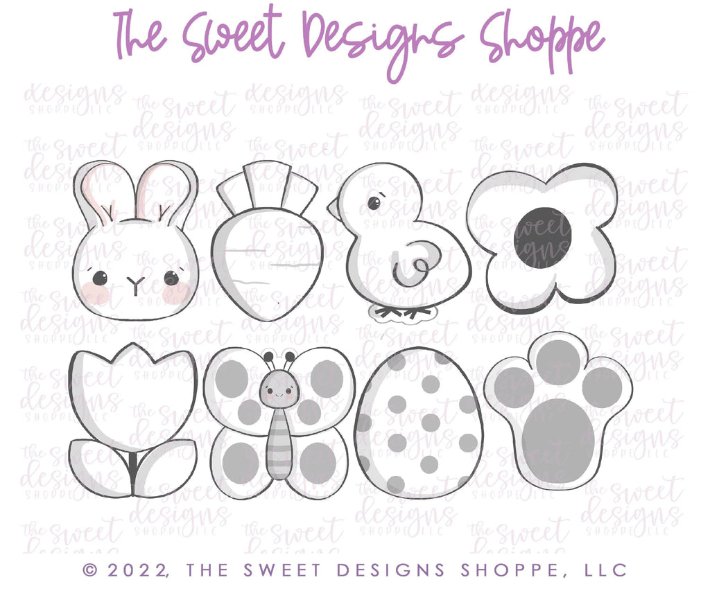 Cookie Cutters - Chubby Easter Set - Set of 8 - Cookie Cutters - The Sweet Designs Shoppe - TSDS - - ALL,Animal,Animals,Animals and Insects,bunny,Cookie Cutter,Easter,Easter / Spring,Flower,Flowers,Leaves and Flowers,Promocode,regular sets,set,spring,STL,Trees Leaves and Flowers,Woodlands Leaves and Flowers