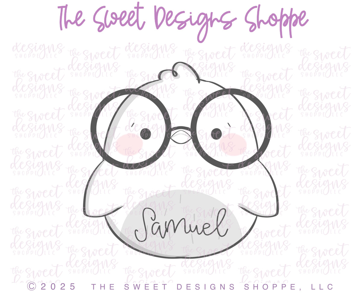 Cookie Cutters - Chubby Little Chick with Glasses- Cookie Cutter - The Sweet Designs Shoppe - TSDS - - ALL,Animal,Animals,Chubby little chick,Chubby little chick with glasses,Cookie Cutter,Easter,Easter / Spring,little chick,Promocode,STL