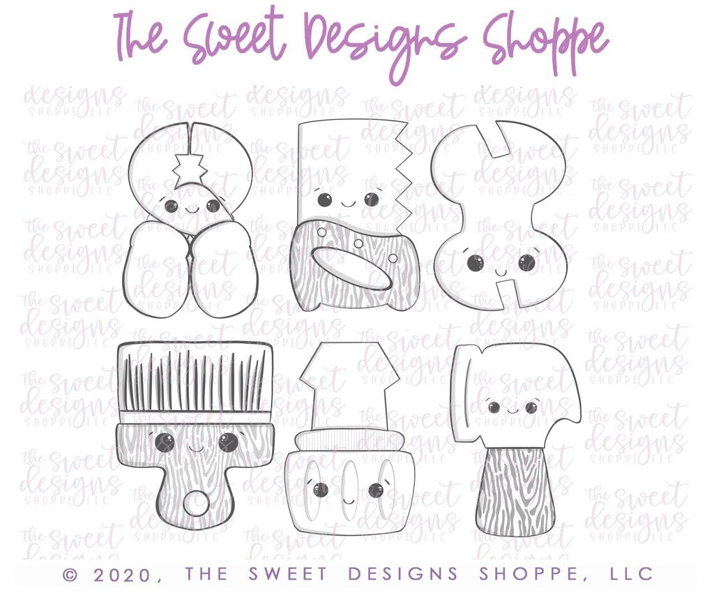 Cookie Cutters - Chubby Tools Set - Cookie Cutters - The Sweet Designs Shoppe - TSDS - - 051520,ALL,Cookie Cutter,dad,Father,father's day,grandfather,Mini Sets,Promocode,regular sets,set,STL,tools