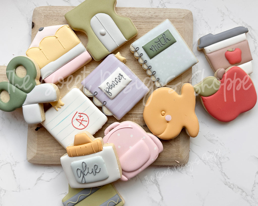 Cookie Cutters - Chunky Back to School Set - Cookie Cutters Set - Set of 12 - Cookie Cutters - The Sweet Designs Shoppe - TSDS - - ALL,back to school,Cookie Cutter,cookie cutters,homeschool,Mini Sets,Promocode,regular sets,School,School / Graduation,school supplies,set,STL