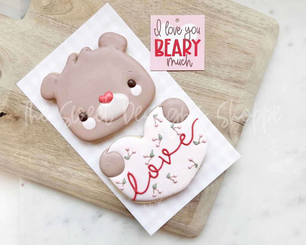 Cookie Cutters - Chunky Bear Face & Heart with Arms Set - Set of 2 - Cookie Cutters - The Sweet Designs Shoppe - TSDS - - ALL,Animal,Animals,Animals and Insects,Cookie Cutter,Love,Promocode,regular sets,set,STL,valentine,Valentines