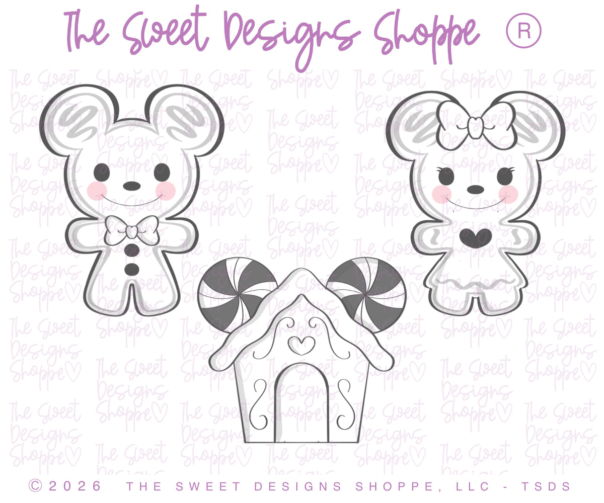 Cookie Cutters - Chunky Gingerbread Mouse Cookie Cutter Set - Set of 3 - Cookie Cutters - The Sweet Designs Shoppe - TSDS - - ALL,Christmas,Christmas / Winter,Cookie Cutter,Ginger boy,ginger bread,Ginger girl,GingerHouse,new,Promocode,regular sets,set,Snack Theme park,STL,Theme Park,Theme park Snack
