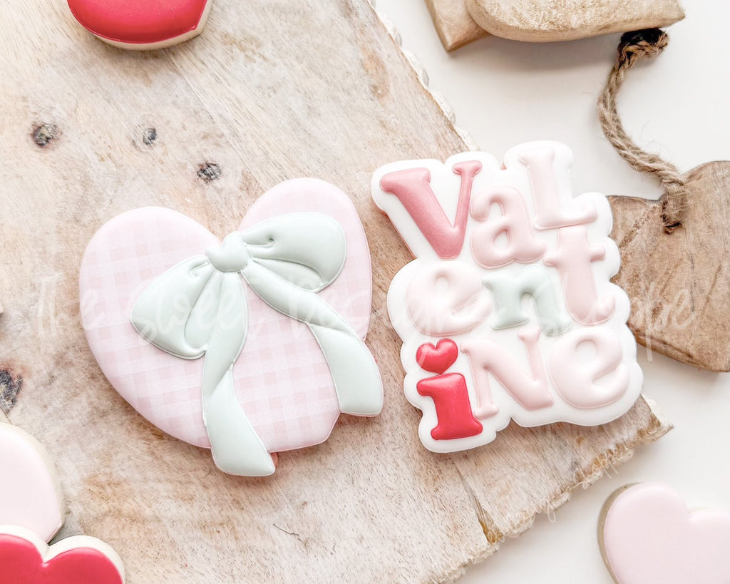 Cookie Cutters - Chunky Heart with Bow & Valentine Plaque Set - Set of 2 - Cookie Cutters - The Sweet Designs Shoppe - - ALL, Cookie Cutter, Love, new, Promocode, regular sets, set, STL, valentine, Valentines