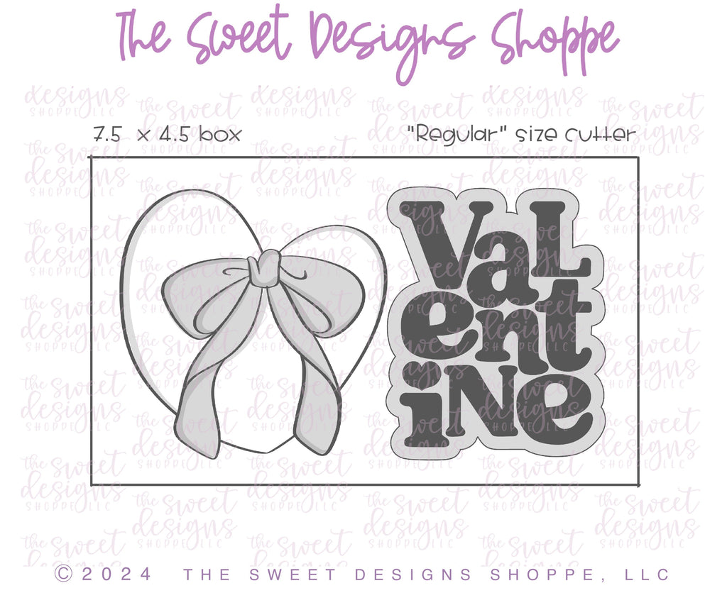 Cookie Cutters - Chunky Heart with Bow & Valentine Plaque Set - Set of 2 - Cookie Cutters - The Sweet Designs Shoppe - TSDS - - ALL,Cookie Cutter,Love,Promocode,regular sets,set,STL,valentine,Valentines