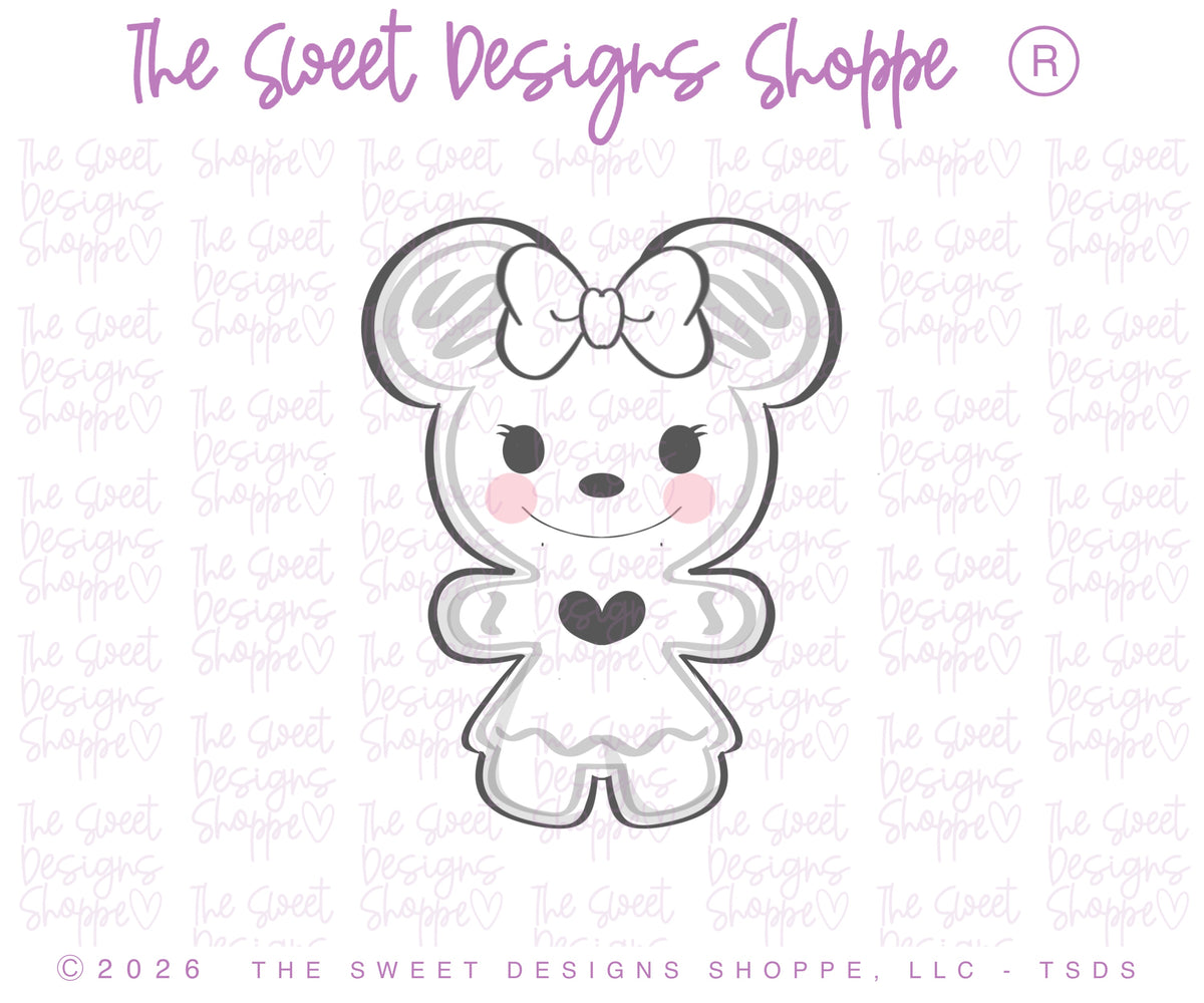 Cookie Cutters - Chunky Mouse Gingergirl - Cookie Cutter - The Sweet Designs Shoppe - TSDS - - ALL,Christmas,Christmas / Winter,Cookie Cutter,Ginger boy,ginger bread,Ginger girl,Gingerboy,gingerbread man,Gingergirl,new,Promocode,Snack Theme park,STL,Theme Park,Theme park Snack