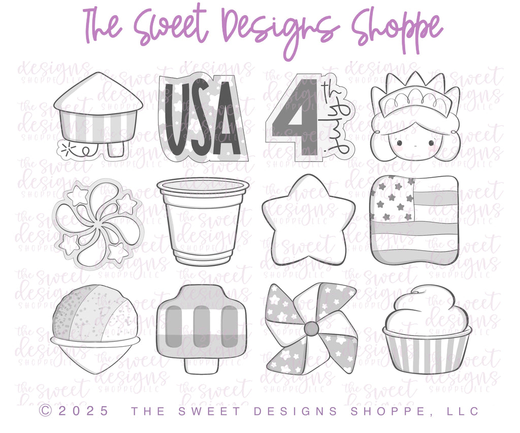 Cookie Cutters - Chunky Patriotic Set - Cookie Cutters Set - Set of 12 - Cookie Cutters - The Sweet Designs Shoppe - TSDS - - 4th,4th July,4th of July,ALL,Cookie Cutter,cookie cutters,Mini Sets,Patriotic,Promocode,set,STL,Summer,USA