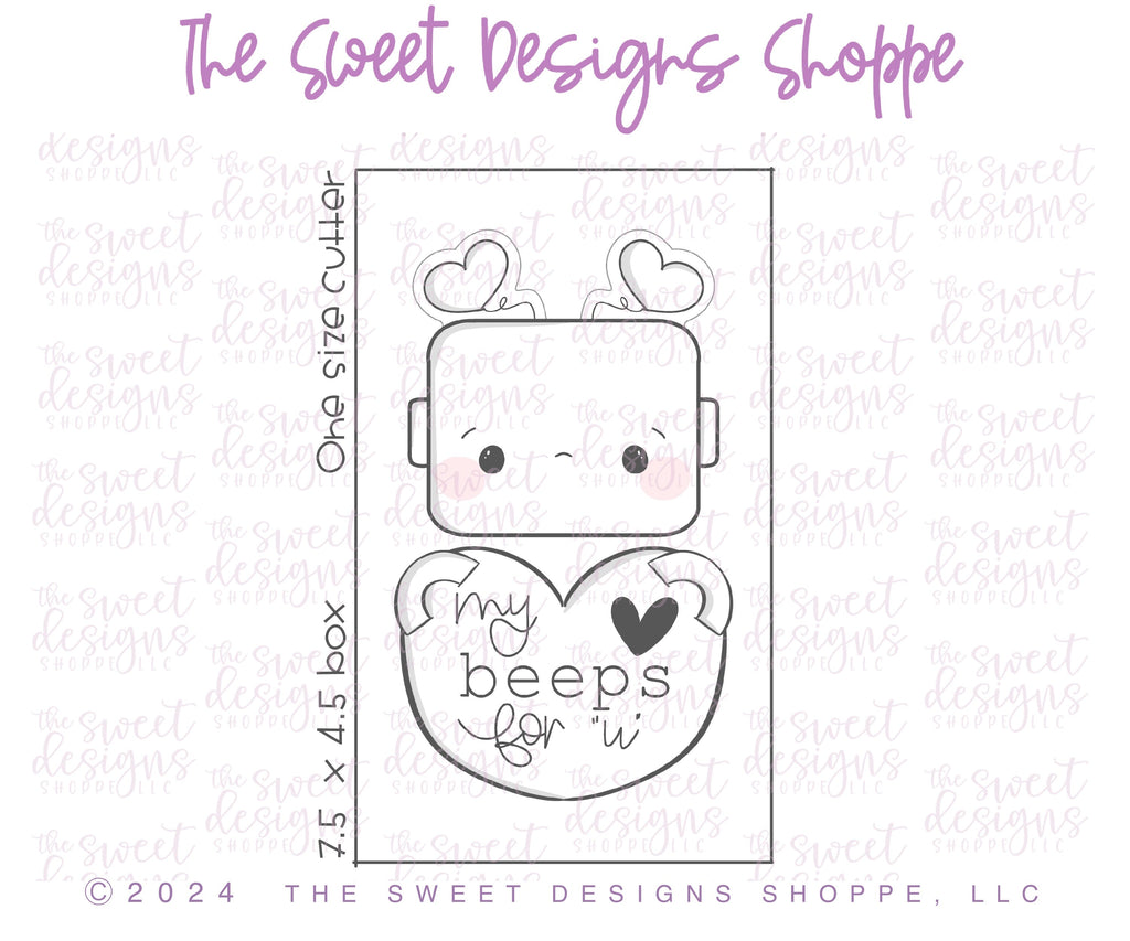 Cookie Cutters - Chunky Robot Face & Heart with Arms Set - Set of 2 - Cookie Cutters - The Sweet Designs Shoppe - - ALL, Cookie Cutter, Love, new, Promocode, regular sets, set, STL, valentine, Valentines