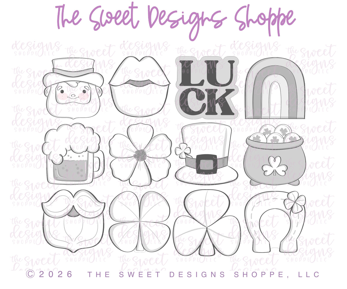 Cookie Cutters - Chunky St. Patrick's Day Set - Cookie Cutters Set - Set of 12 - Cookie Cutters - The Sweet Designs Shoppe - TSDS - - ALL,Cookie Cutter,cookie cutters,Mini Sets,patrick,patrick's,Promocode,regular sets,Saint Patricks,set,ST PATRICK,St Patrick’s Day,St. Pat,St. Patricks,STL