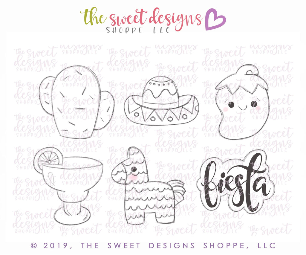 Cookie Cutters - Cinco de Mayo Set - Cookie Cutters - The Sweet Designs Shoppe - TSDS - - ALL,Birthday,Cinco de Mayo,Cookie Cutter,fiesta,Mexico,Mini Sets,Promocode,set,STL