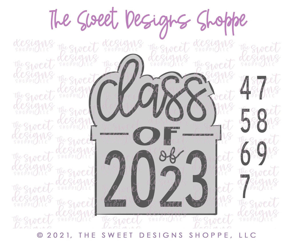 Cookie Cutters - "Class of" Modern Plaque - Cookie Cutter - Sweet Designs Shoppe - - ALL, Cookie Cutter, Grad, Graduation, graduations, handlettering, Plaque, Plaques, PLAQUES HANDLETTERING, Promocode, School, School / Graduation
