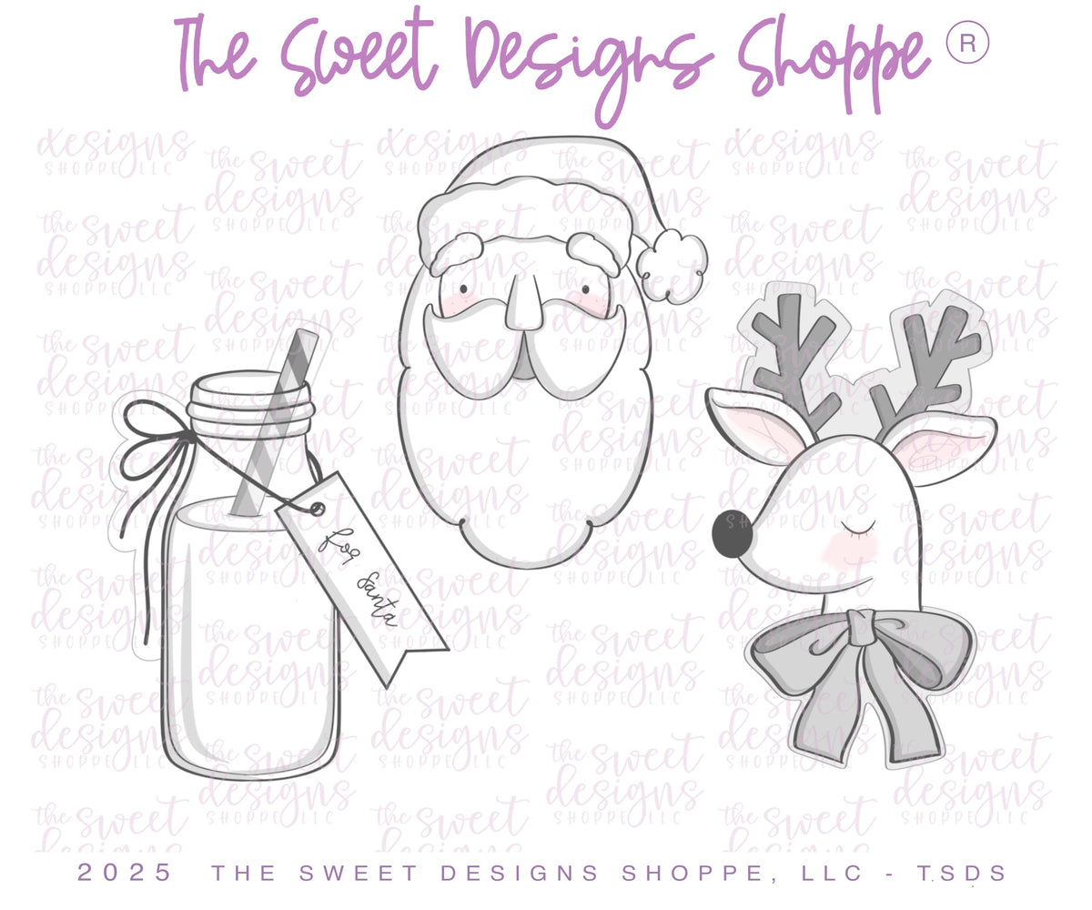 Cookie Cutters - Classic Christmas Cookie Cutter Set - Set of 3- Cookie Cutters - The Sweet Designs Shoppe - TSDS - - ALL,Christmas,Christmas / Winter,claus,clause,Cookie Cutter,PLAQUES HANDLETTERING,Promocode,regular sets,Santa,Santa Claus,Santa Face,set,STL