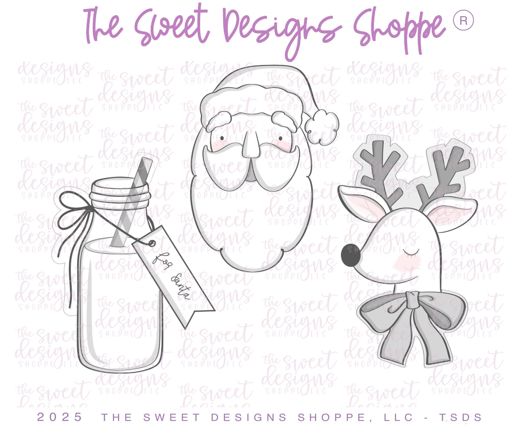 Cookie Cutters - Classic Christmas Cookie Cutter Set - Set of 3- Cookie Cutters - The Sweet Designs Shoppe - TSDS - - ALL,Christmas,Christmas / Winter,claus,clause,Cookie Cutter,new,PLAQUES HANDLETTERING,Promocode,regular sets,Santa,Santa Claus,Santa Face,set,STL