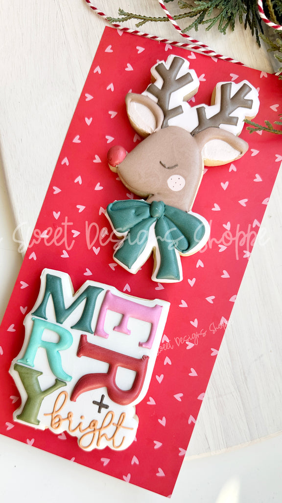 Cookie Cutters - Classic Reindeer Face & Merry Plaque Cookie Cutter Set - Set of 2 - Cookie Cutters - The Sweet Designs Shoppe - TSDS - - ALL,Christmas,Christmas / Winter,Cookie Cutter,new,PLAQUES HANDLETTERING,Promocode,regular sets,Rudolph,Rudolphs,set,STL