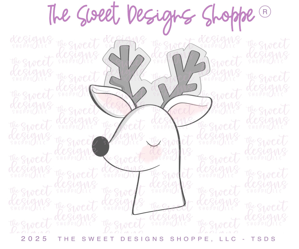 Cookie Cutters - Classic Side Reindeer Face - Cookie Cutter - The Sweet Designs Shoppe - TSDS - - ALL,Animals,Christmas,Christmas / Winter,Cookie Cutter,new,Promocode,Rudolph,Rudolphs,STL