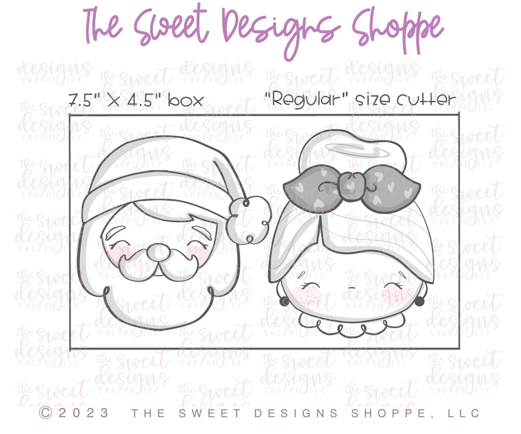 Cookie Cutters - Claus Family Face Set - 2 Piece Set - Cookie Cutters - The Sweet Designs Shoppe - TSDS - - ALL,Christmas,Christmas / Winter,Christmas Cookies,claus,clause,Cookie Cutter,Mrs Claus,MRS Clause,MrsClaus,MrsClausFace,Promocode,regular sets,Santa,Santa Claus,Santa Face,set,sets