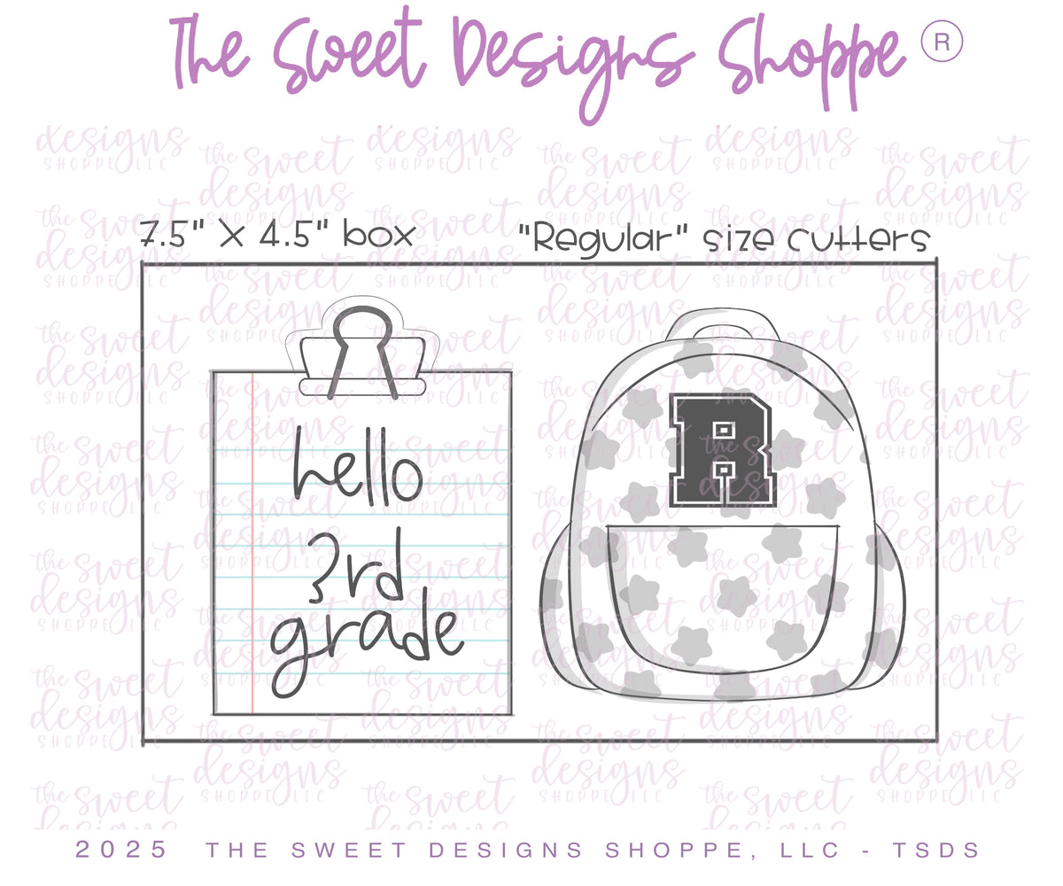 Cookie Cutters - Clipboard and Backpack Set - Set of 2 - Cookie Cutters - The Sweet Designs Shoppe - TSDS - - ALL,back to school,BTS,Cookie Cutter,Mini Set,Mini Sets,Promocode,regular sets,School,School / Graduation,set,STL