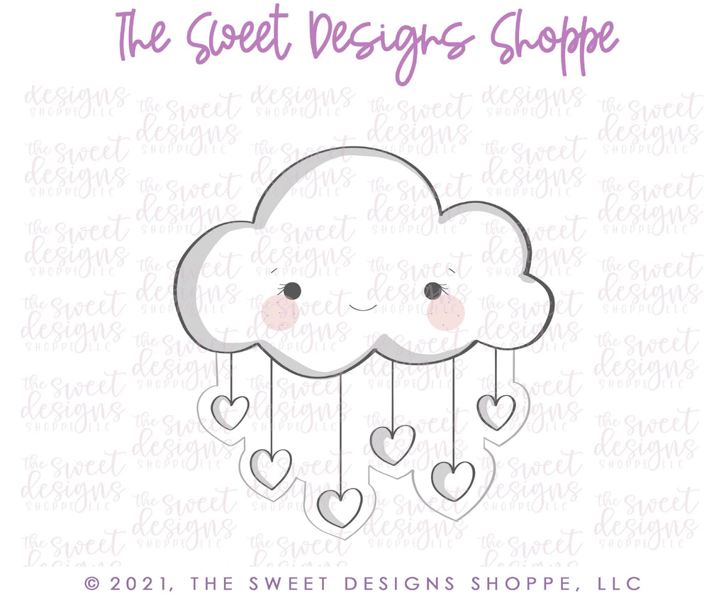 Cookie Cutters - Cloud with Hearts - Cookie Cutter - Sweet Designs Shoppe - - ALL, Cookie Cutter, Easter / Spring, fantasy, Nature, Promocode, Rain, Spring, Trees Leaves and Flowers, Weather