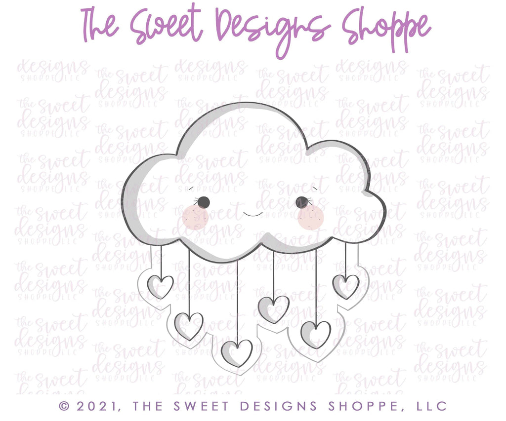 Cookie Cutters - Cloud with Hearts - Cookie Cutter - The Sweet Designs Shoppe - TSDS - - ALL,Cookie Cutter,Easter / Spring,fantasy,Nature,Promocode,Rain,Spring,Trees Leaves and Flowers,Weather