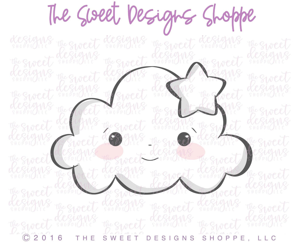 Cookie Cutters - Cloud with Star v2- Cookie Cutter - The Sweet Designs Shoppe - - ALL, Cookie Cutter, Easter / Spring, fantasy, Nature, Promocode, Rain, Spring, Trees Leaves and Flowers, Weather