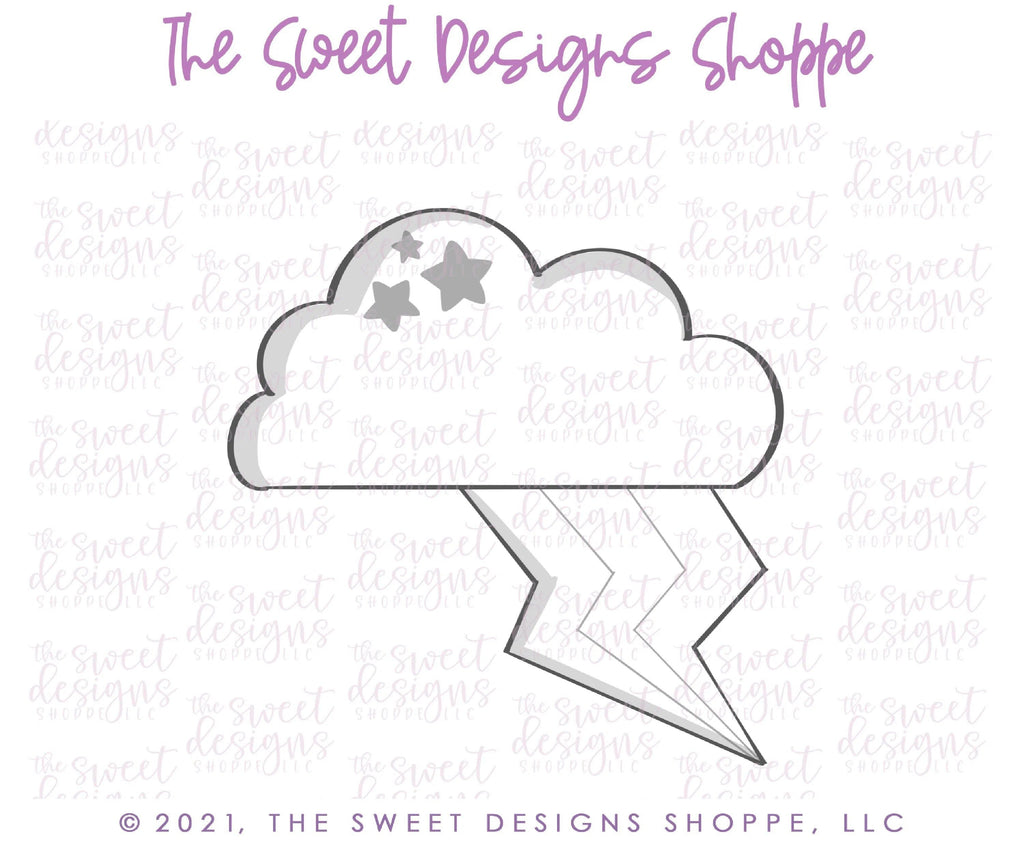 Cookie Cutters - Cloud with Thunder - Cookie Cutter - The Sweet Designs Shoppe - - ALL, Cookie Cutter, Easter / Spring, fantasy, Nature, Promocode, Rain, Spring, Trees Leaves and Flowers, Weather