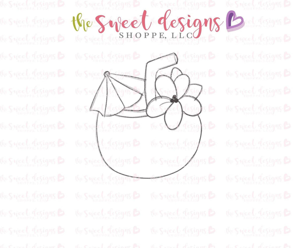 Cookie Cutters - Coco One v2 - Cookie Cutter - The Sweet Designs Shoppe - TSDS - - ALL,beach,beverage,Coconut,Cookie Cutter,drink,fruits,Fruits and Vegetables,pool,pool party,Promocode,STL,Summer
