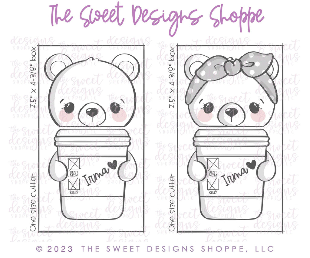 Cookie Cutters - Coffee Bear Son & Daughter Set - Set of 3 - Cookie Cutters - The Sweet Designs Shoppe - TSDS - - ALL,Animal,Animals,Animals and Insects,back to school,Cookie Cutter,dad,Father,father's day,grandfather,mother,Mothers Day,Promocode,regular sets,School,School / Graduation,school supplies,Set,sets,Teacher,Teacher Appreciation