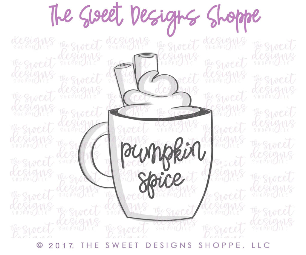 Cookie Cutters - Coffee Cup With Cinnamon - Cookie Cutter - Sweet Designs Shoppe - - ALL, Christmas, Christmas / Winter, Coffee, Cookie Cutter, Fall, Fall / Halloween, Fall / Thanksgiving, Food, Food & Beverages, Food and Beverage, Halloween, mug, mugs, Promocode, Pumpkin Spice, thanksgiving, Winter