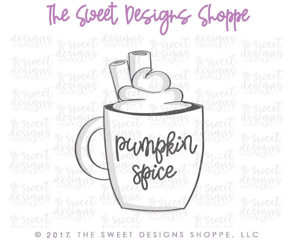 Cookie Cutters - Coffee Cup With Cinnamon - Cookie Cutter - The Sweet Designs Shoppe - - ALL, Christmas, Christmas / Winter, Coffee, Cookie Cutter, Fall, Fall / Halloween, Fall / Thanksgiving, Food, Food & Beverages, Food and Beverage, Halloween, mug, mugs, Promocode, Pumpkin Spice, thanksgiving, Winter