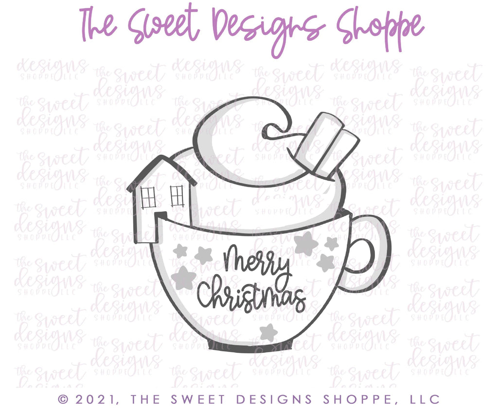 Cookie Cutters - Coffee with House Cookie - Cookie Cutter - Sweet Designs Shoppe - - ALL, Christmas, Christmas / Winter, Christmas Cookies, Cookie Cutter, Food, Food and Beverage, Food beverages, home, mug, mugs, Promocode