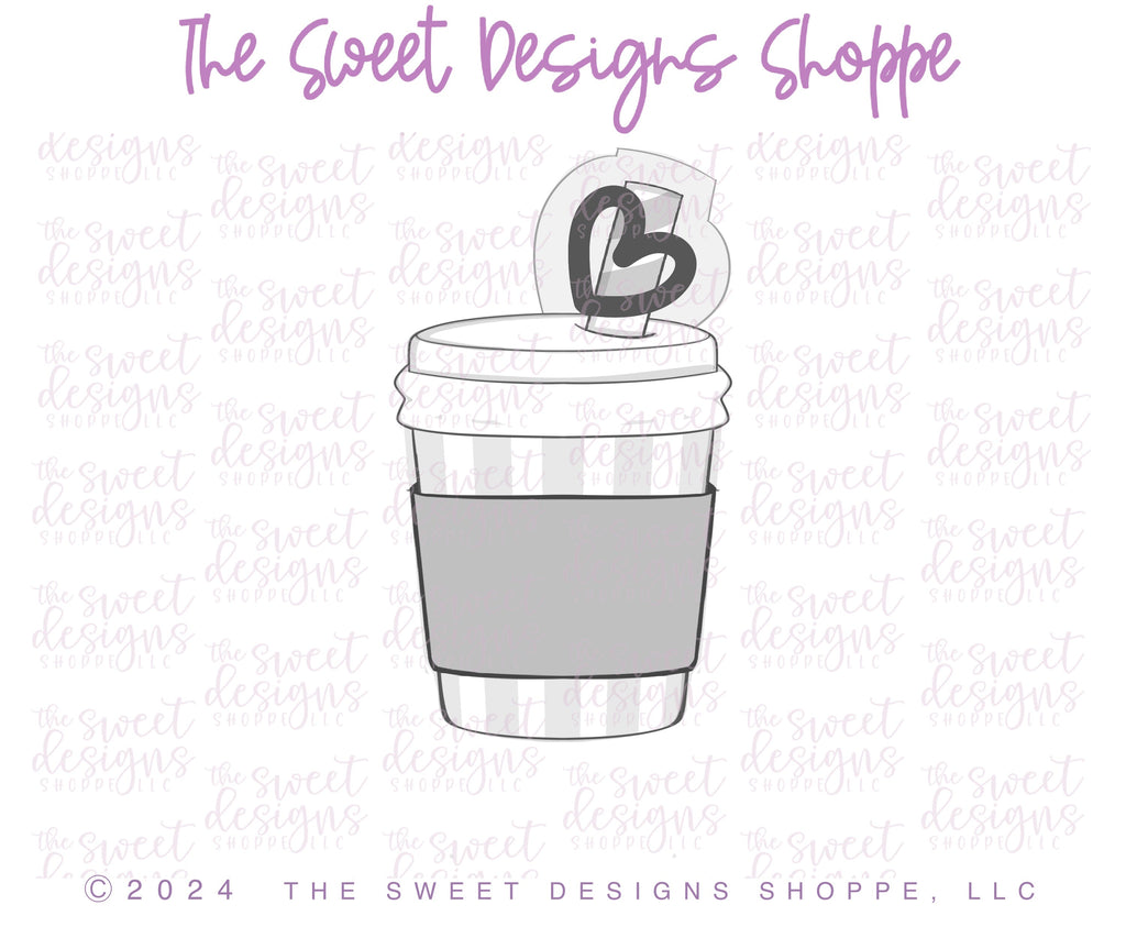 Cookie Cutters - Coffee with Straw - Cookie Cutter - The Sweet Designs Shoppe - TSDS - - ALL,beverage,beverages,Coffee,coffee with straw,Cookie Cutter,Food & Beverages,Food and Beverage,Promocode,STL,valentine,Valentine's