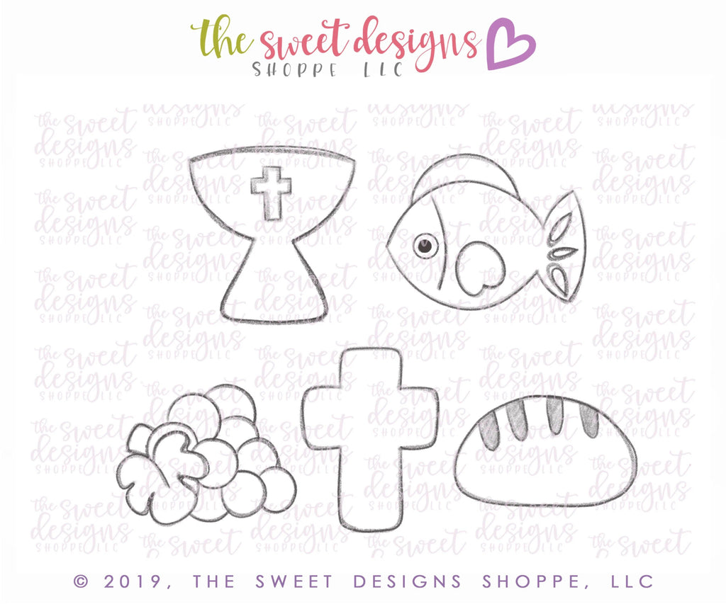 Cookie Cutters - Communion Mini Set - Cookie Cutters - The Sweet Designs Shoppe - Set of 5 Communion Minis - ALL, church, communion, Cookie Cutter, First Communion, Mini Sets, Promocode, Religious, set