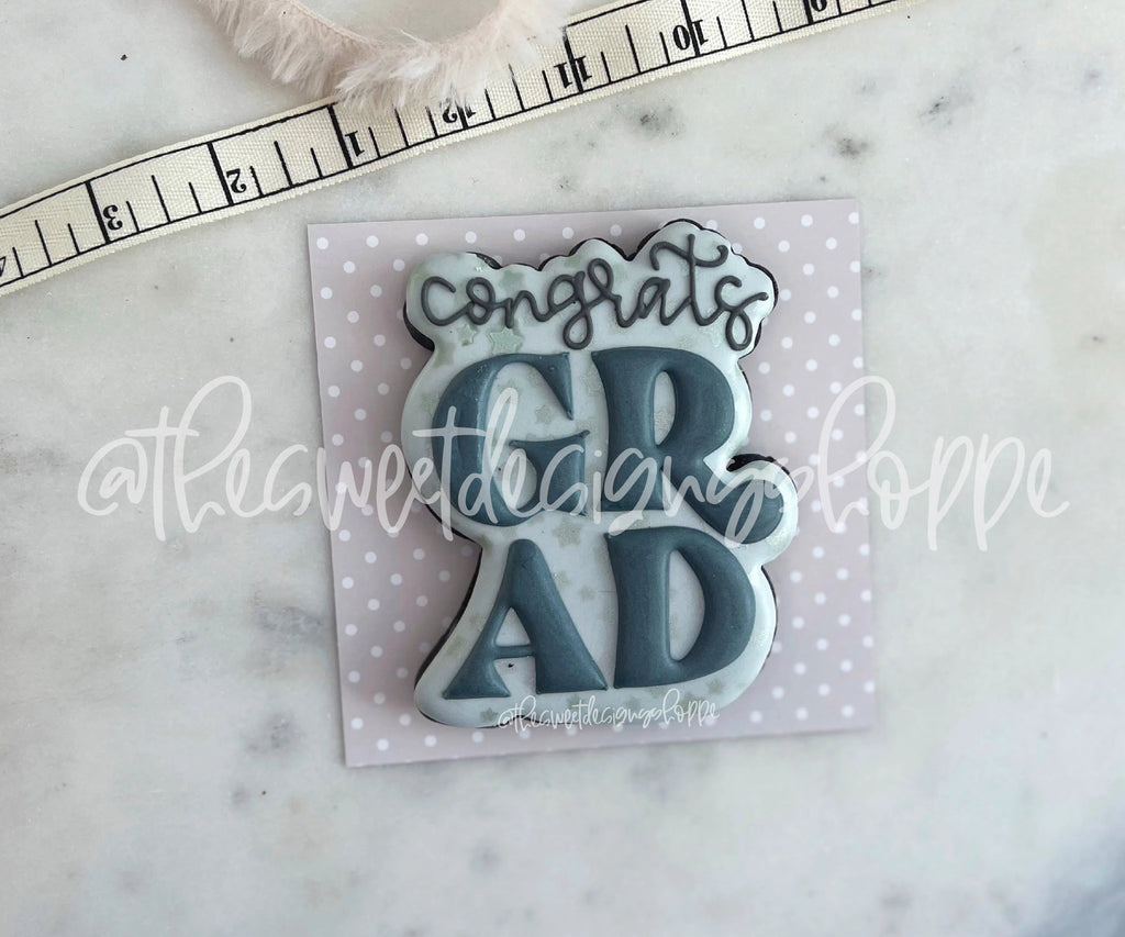 Cookie Cutters - Congrats Grad Plaque - Cookie Cutter - The Sweet Designs Shoppe - - ALL, back to school, Cookie Cutter, Grad, Graduation, graduations, Plaque, Plaques, PLAQUES HANDLETTERING, Promocode, schoo, School, School / Graduation, school supplies