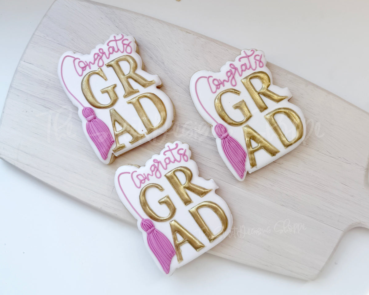 Cookie Cutters - Congrats Grad with Tassel Plaque - Cookie Cutter - The Sweet Designs Shoppe - TSDS - - ALL,award,back to school,congrats grad with tassel plaque,Cookie Cutter,Grad,Graduation,graduations,handlettering,mothers,Plaque,Plaques,Promocode,School,School / Graduation,school supplies,STL