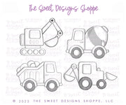 Cookie Cutters - Construction Set - Set of 4 - Cookie Cutters - The Sweet Designs Shoppe - TSDS - - ALL,Birthday,construction,Cookie Cutter,kids,Kids / Fantasy,Mini Sets,Promocode,regular sets,Roads,set,STL,transportation