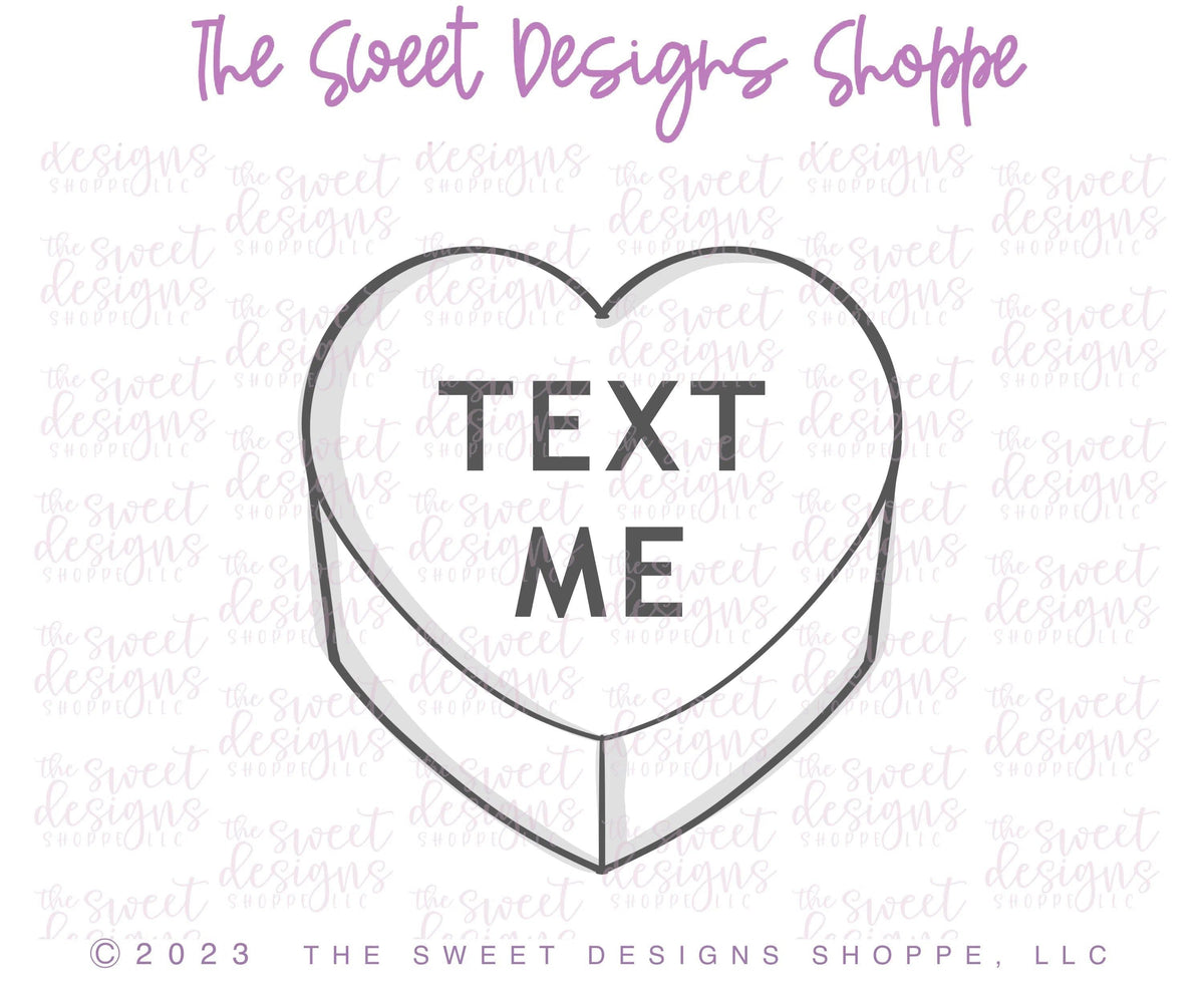 Cookie Cutters - Conversation Heart ISO View - Cookie Cutter - The Sweet Designs Shoppe - TSDS - - ALL,conversation heart,Cookie Cutter,Heart,Hearts,Holiday,love,Plaque,Promocode,STL,valentine,valentines