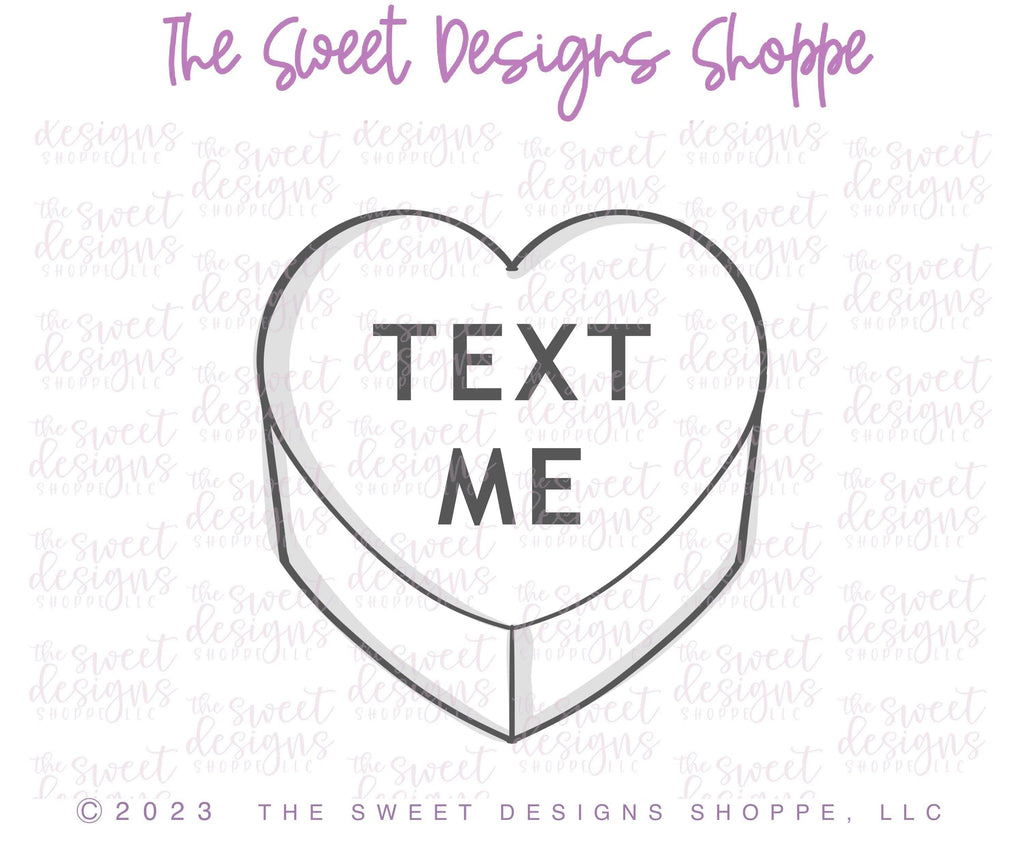 Cookie Cutters - Conversation Heart ISO View - Cookie Cutter - The Sweet Designs Shoppe - - ALL, conversation heart, Cookie Cutter, Heart, Hearts, Holiday, love, Plaque, Promocode, valentine, valentines