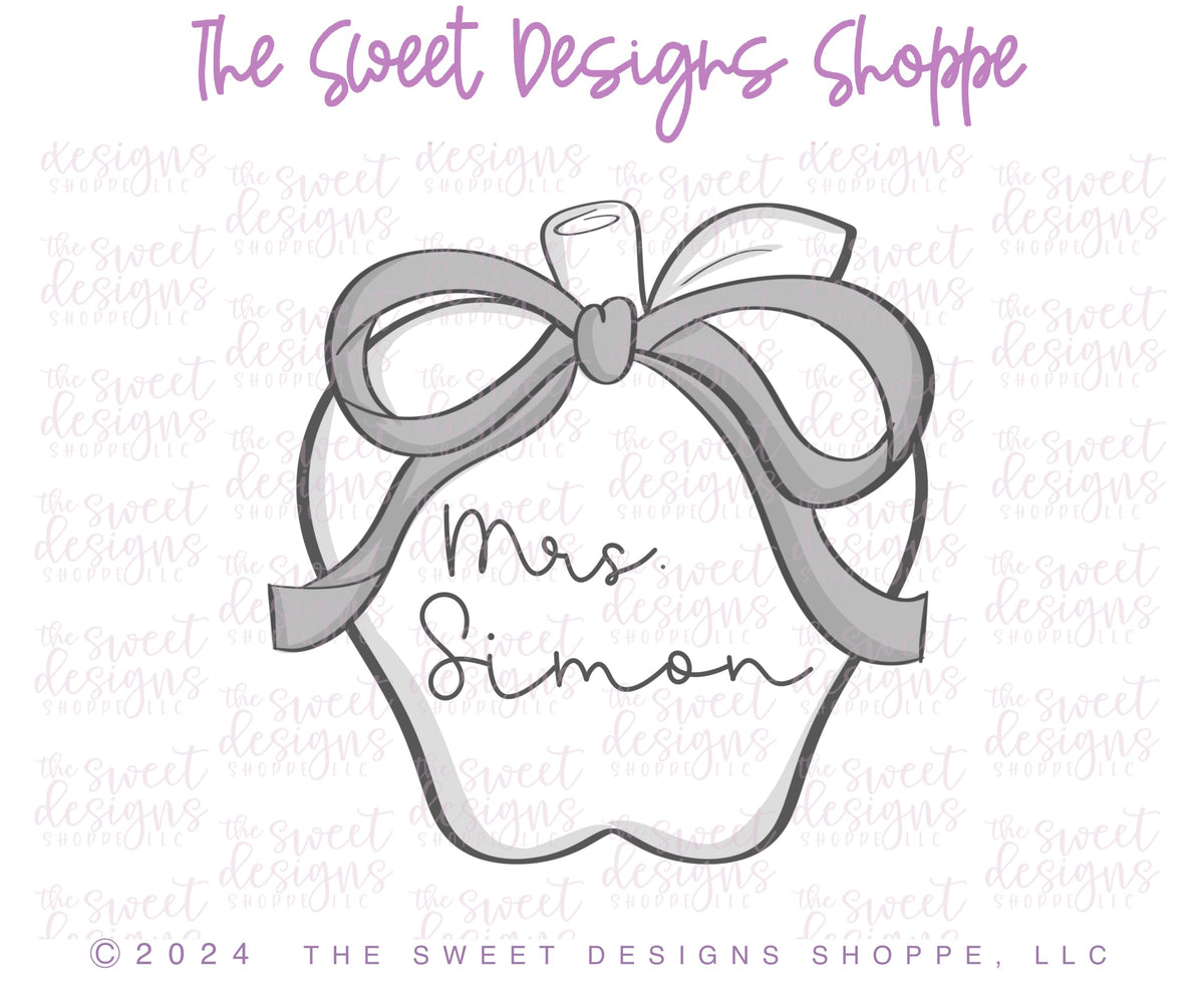 Cookie Cutters - Coquette Apple - Cookie Cutter - The Sweet Designs Shoppe - TSDS - - ALL,back to school,Cookie Cutter,Food,fruit,fruit with flower,fruits,Fruits and Vegetables,Plaque,Promocode,School,School / Graduation,STL,Teach,teacher,teacher appreciation