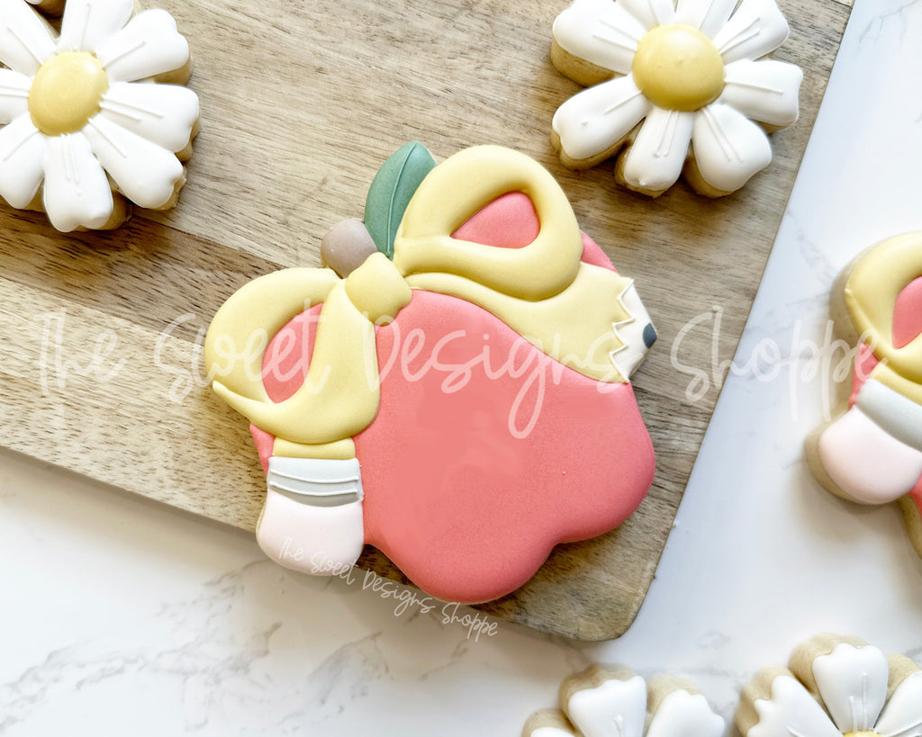Cookie Cutters - Coquette Apple with Pencil Bow - Cookie Cutter - The Sweet Designs Shoppe - TSDS - - ALL,back to school,Cookie Cutter,Food,fruit,fruit with flower,fruits,Fruits and Vegetables,Plaque,Promocode,School,School / Graduation,STL,Teach,teacher,teacher appreciation